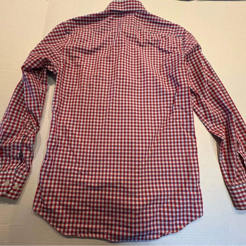 Banana Republic Red and white Gingham Dress Shirt Non Iron Medium